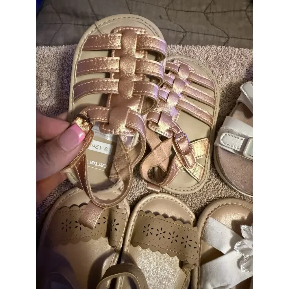 Girls Sandals bundle, 2 carters size (9-12M), 1 size 12m, and 1 size 3c